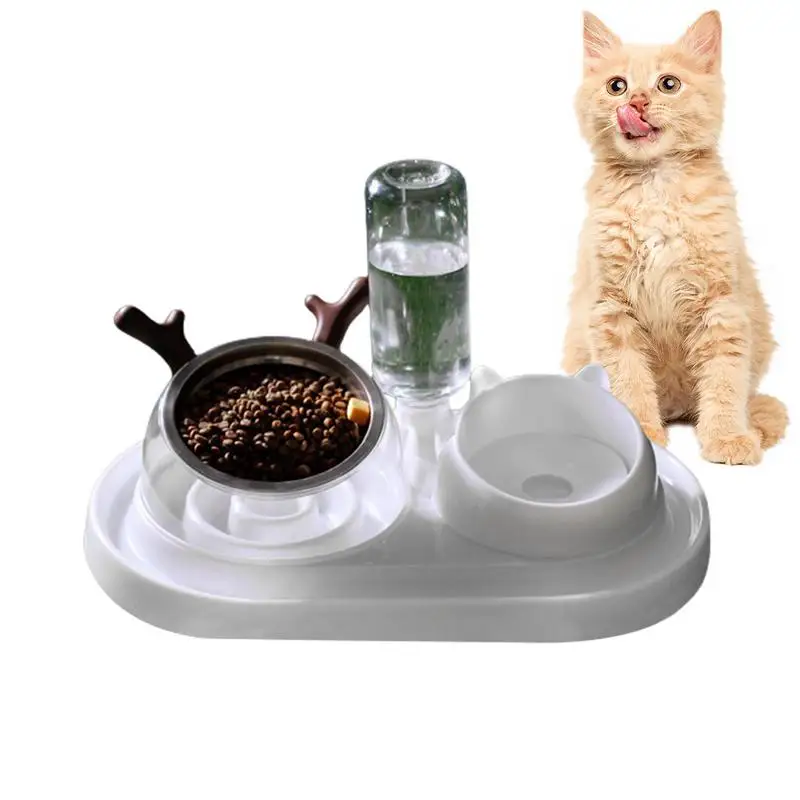 

Double Dog Cat Water Food Bowl Set Tilted Pets Water Food Bowl Set Curved Bowl Mouth Raised Cat Bowls Pet feeding supplies