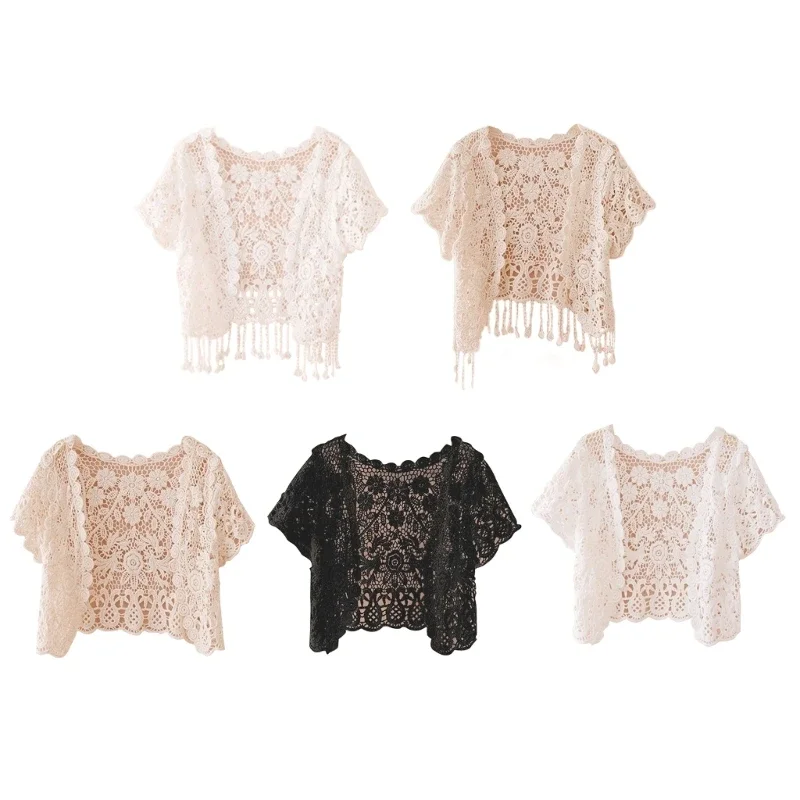 Floral Print Polyester Shrug for Women | Lightweight Summer Jacket | Knee-Length with Tassels main image 0