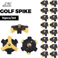 14pcs Golf Shoe Spike Sports Spike Screw Golf Shoe Spikes Replacements Metal Thread Spikes Cleats Fits Most Sports Shoes Yellow 1