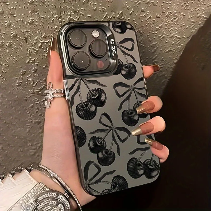 Cherry Pattern Electroplated Bow Phone Case - Perfect Gift