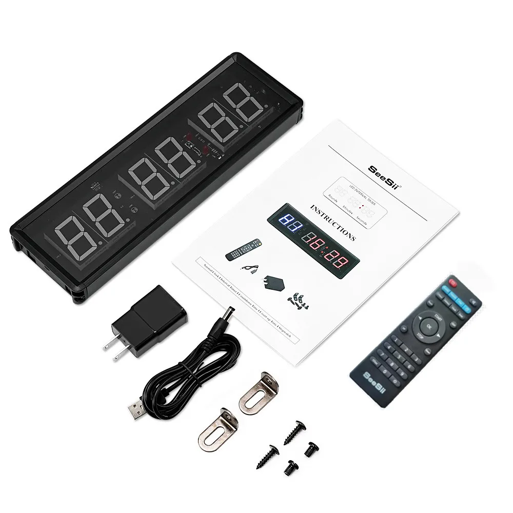 Portable Gym Workout Timer, Fitness Clock Count Down/Up Clock Stopwatch With Remote Sports Training Garage Interval Timer 6