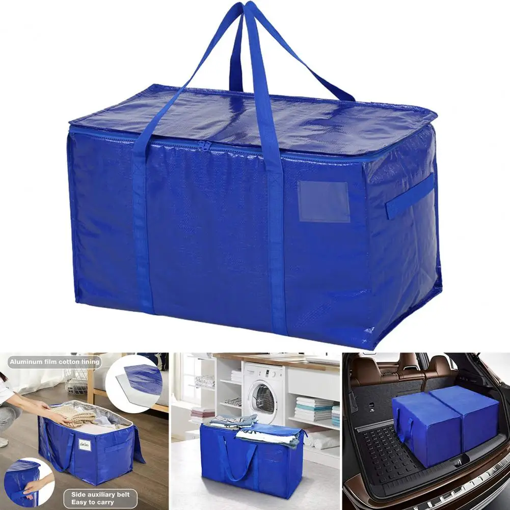 Extra Large Packing Bag With Zipper Handle Reusable Plastic Moving Tote Heavy Duty Storage Tote Clothes Storage Container