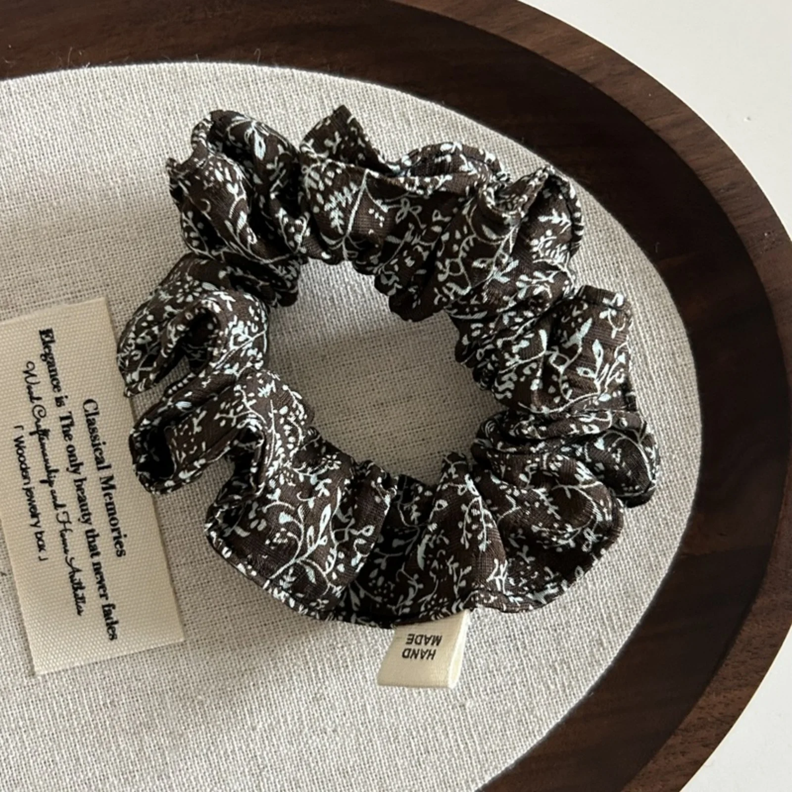 1PC Korean - Japanese Style Floral Print Hair Scrunchies Set, 3 - Piece Handmade Hair Ties, Elegant Hair Accessories for Women