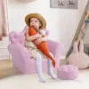 Kids Sofa Set with Footstool, Princess Sofa with Diamond Decoration, Pink 2