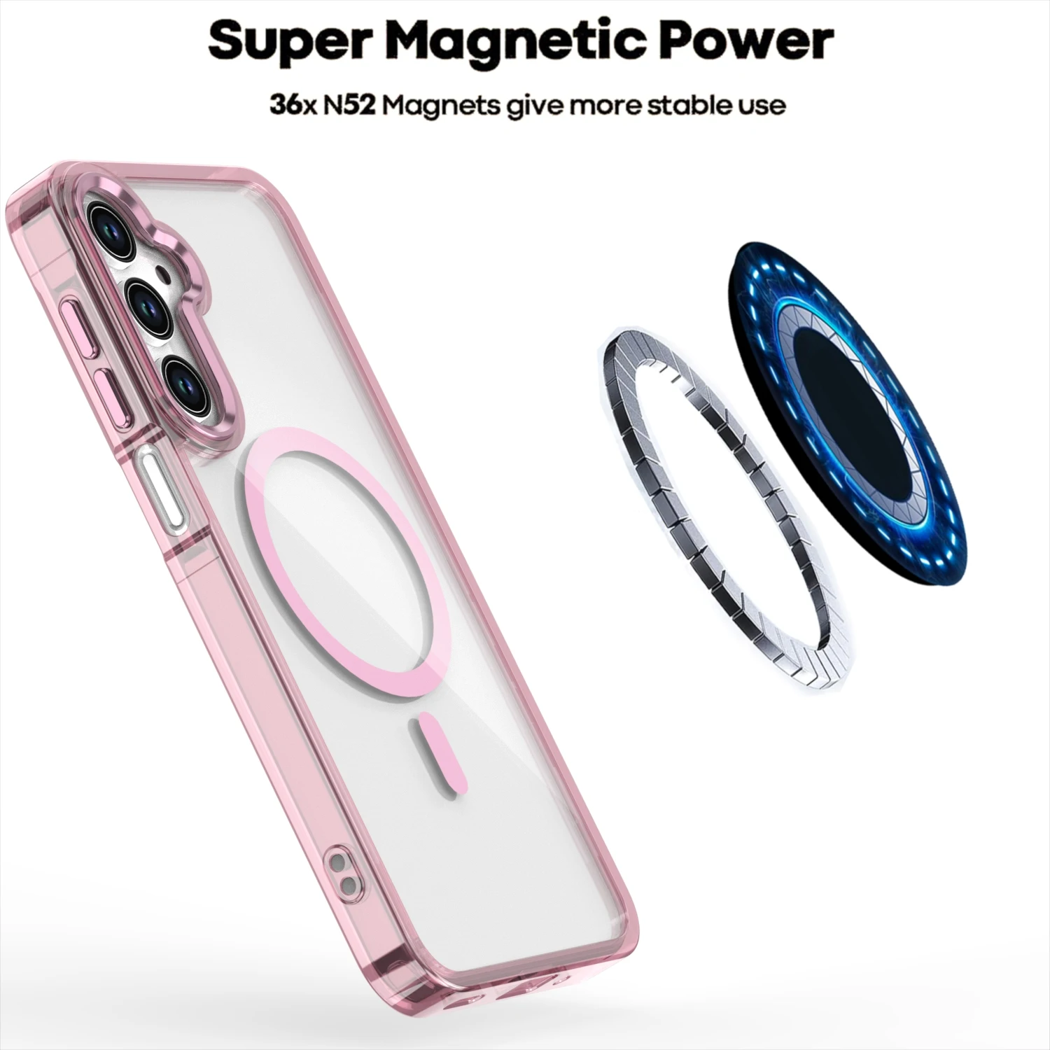 Clear Magnetic Phone Case, Shockproof Slim Protective Cover with MagSafe Compatibility