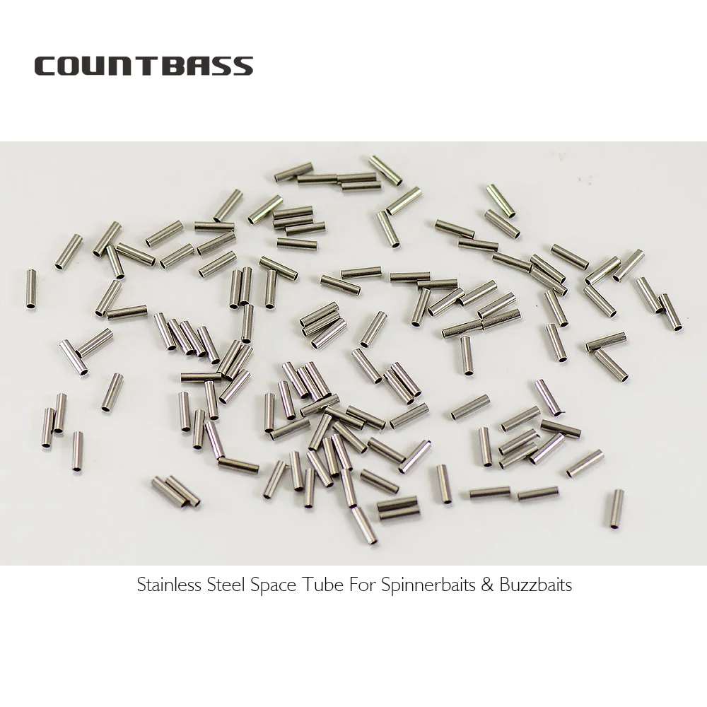 COUNTBASS 50PCS Stainless Steel Space Tube Beads Custom Spinnerbaits  Buzzbaits Fishing Lures Tackle Parts Components