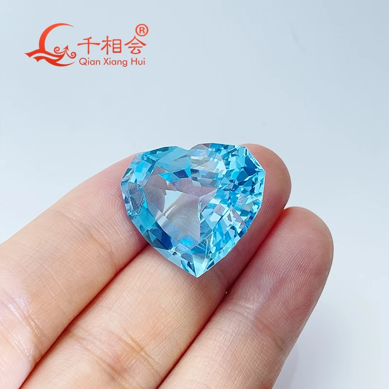 천연 블루 토파즈 하트 모양, 천연 컷, 38.15ct 보석, 루즈 스톤, 보석 제작 인증