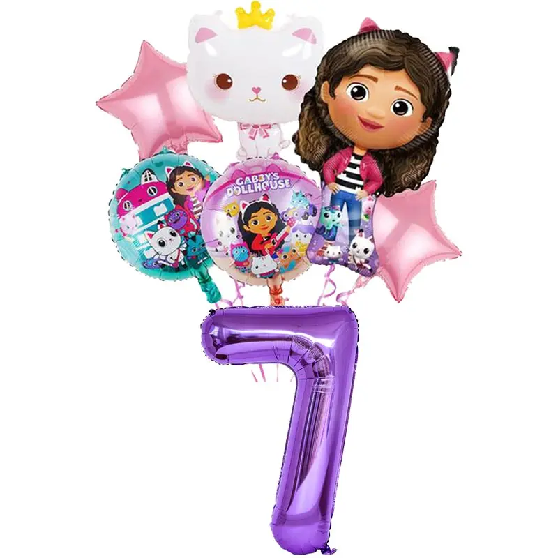 Gabby Dollhouse Cats Birthday Party Decoration Tableware Set Balloons Cups Plates Napkins Backdrop Banner Kids Party Supplies – Detail 31