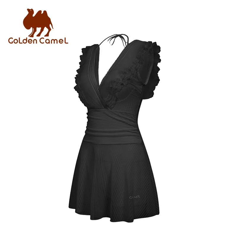 GOLDEN CAMEL One-piece Women's Swimsuits Summer V-neck Swimming Suit Lotus Leaf Sleeve Swimwear Leggings Swimsuit Skirt one piece swimsuit women swimsuit