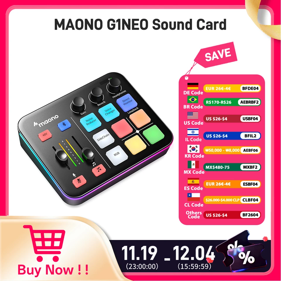 MAONO G1 NEO interfaz de audio Audio Mixer g1,Custom Sound Effects