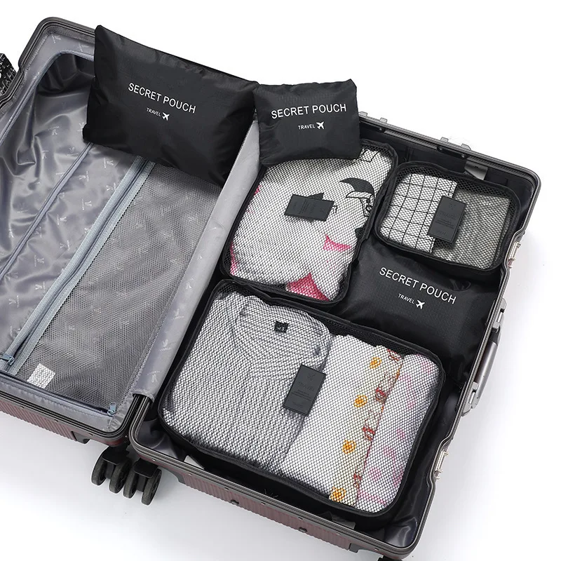 Compact Travel Storage Set: 6-Piece Packing Cubes for Clothes, Shoes, and Accessories
