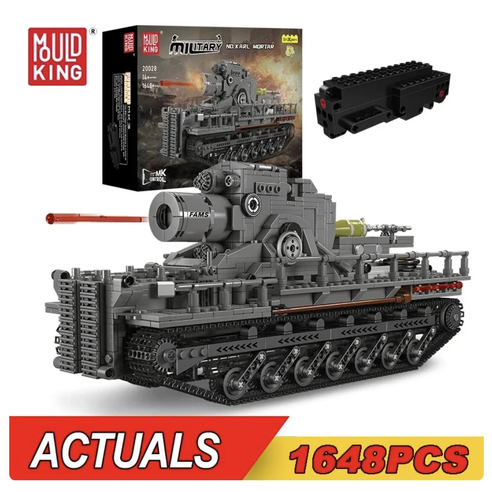 

2024 New Mould King WW2 Military Tank Building Block Remote Control Karl Mortar Model Assembly Tank Brick Toys Boys Gift
