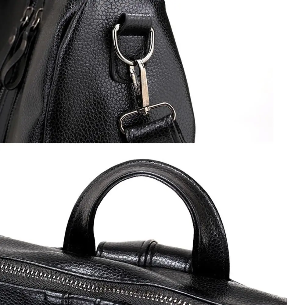 Women Soft School Leather Black Casual Multifunctional College Bag Large Capacity Shoulder Bags Travel Tote Backpack_voghion.com
