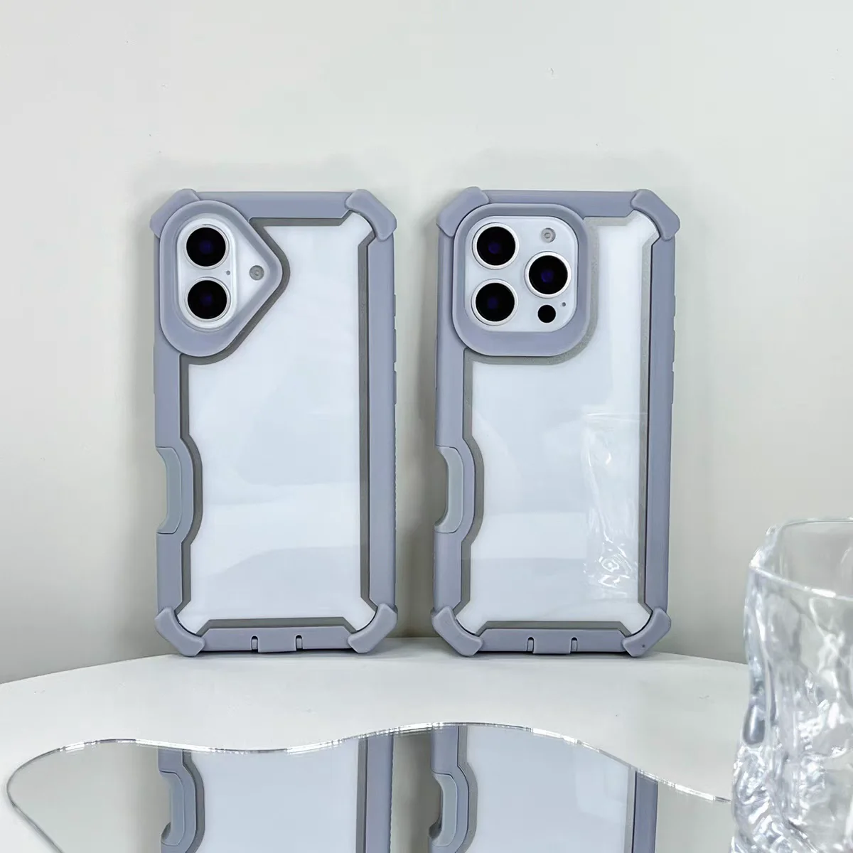 Enhanced Shockproof Armor Phone Case - 2-in-1 Hit Color Design with Clear Acrylic Hard Cover