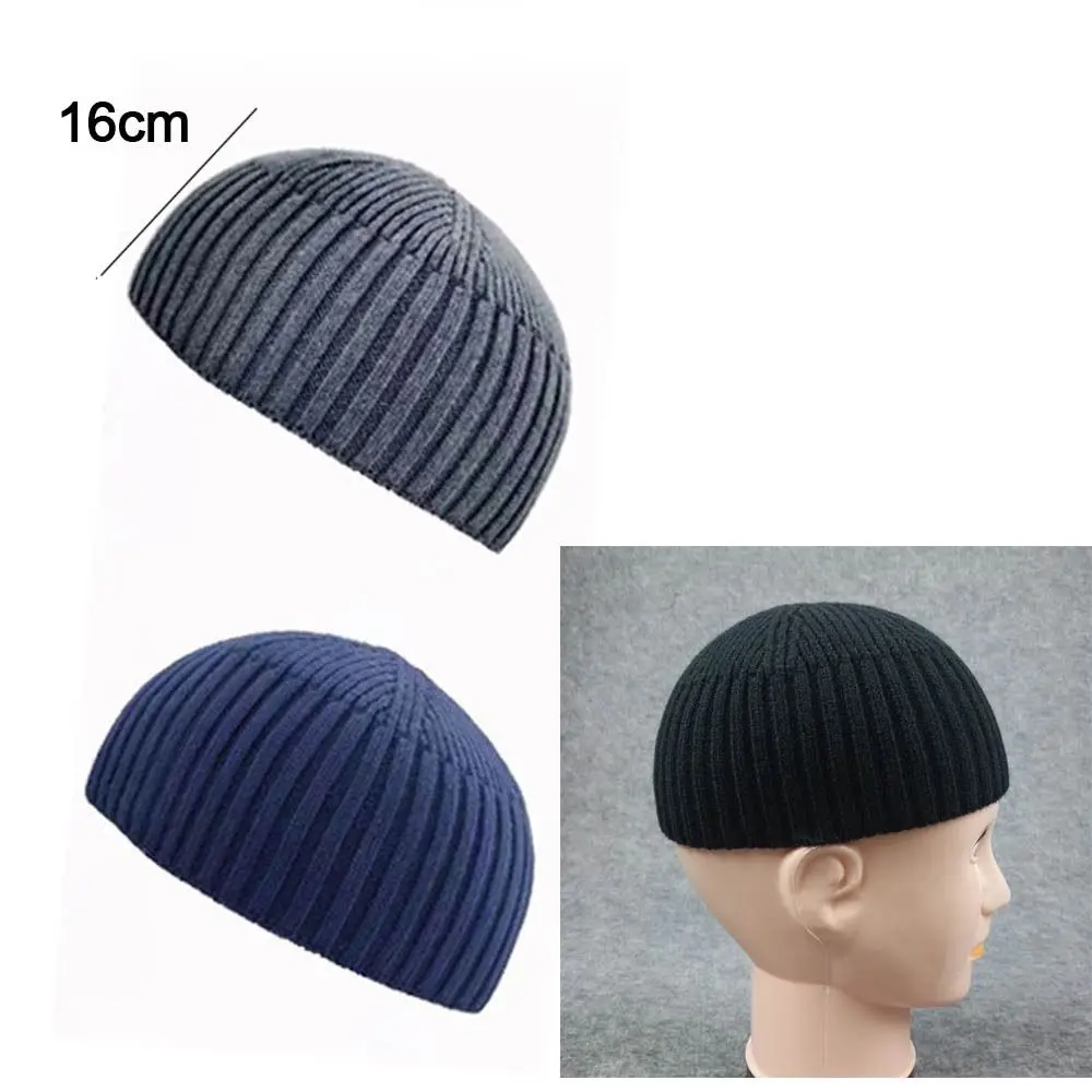 Street Solid Color Knitted Cap Brimless Elastic Melon Beanie Cap Keep Warm Bonnet Beanies for Boy Girls