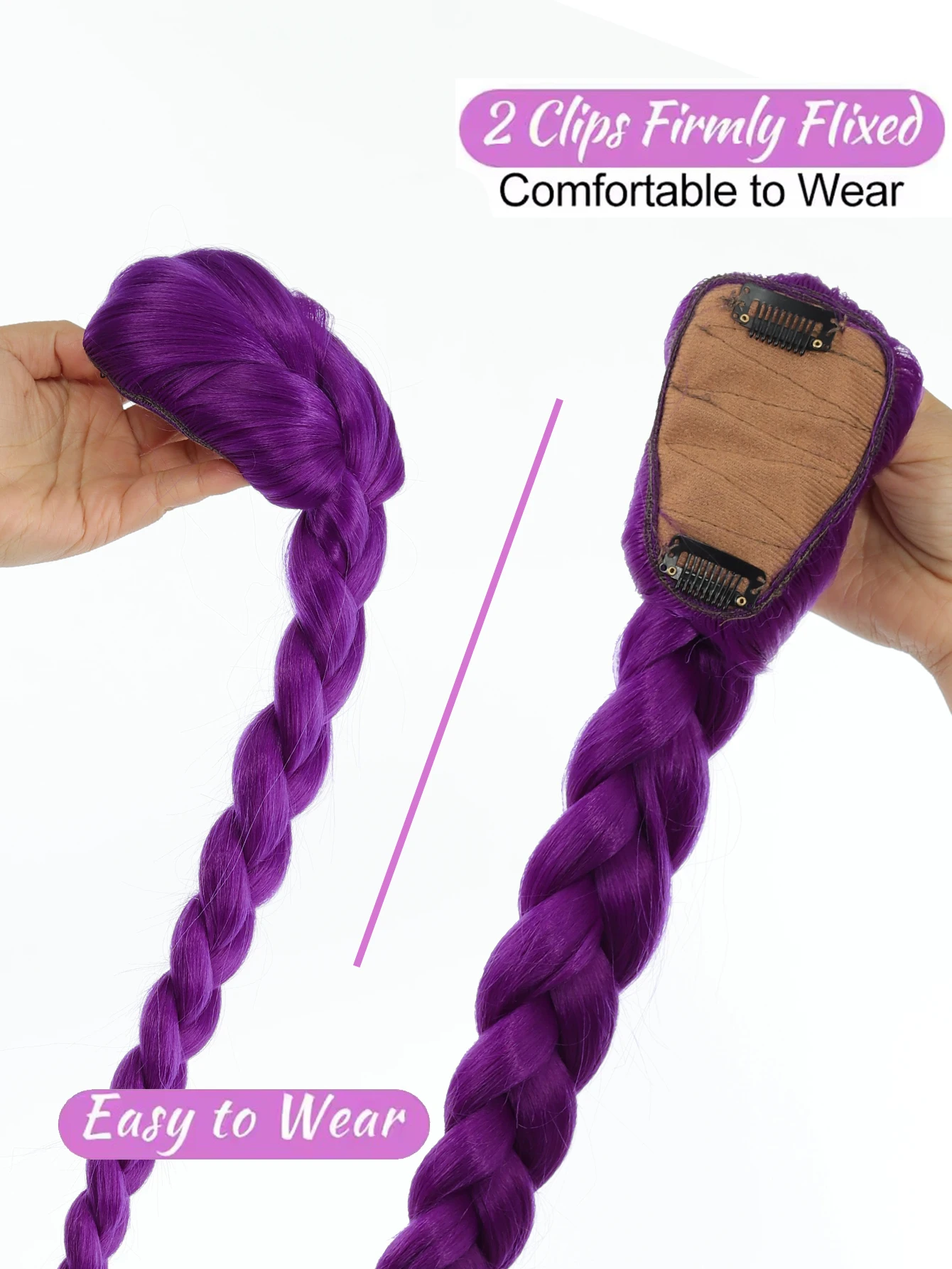 Purple Braided Synthetic Hair Ponytail for Kids Girls