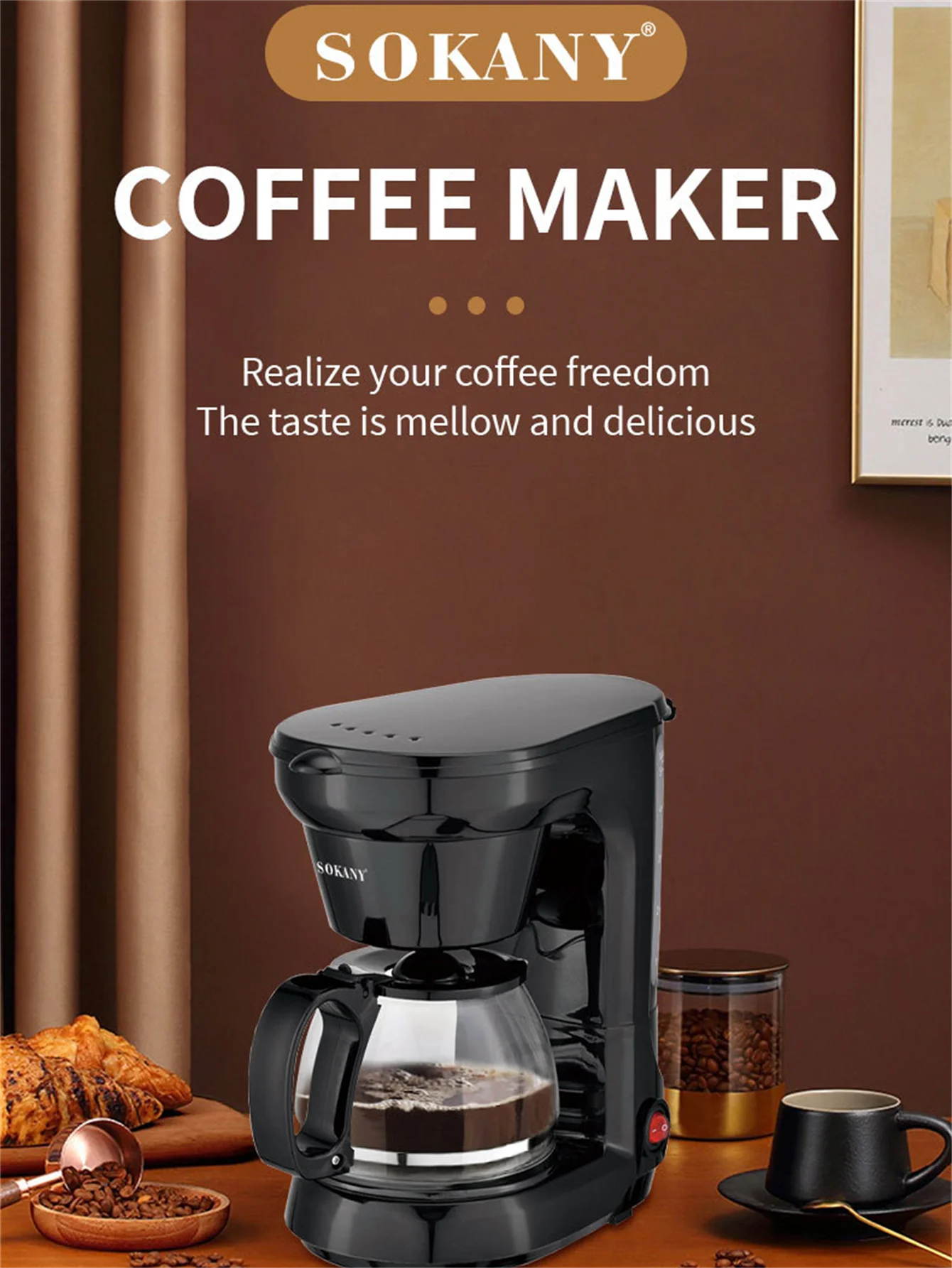 ديلي - صانعة قهوة زجاجية 6 أكواب - Electric Coffee...