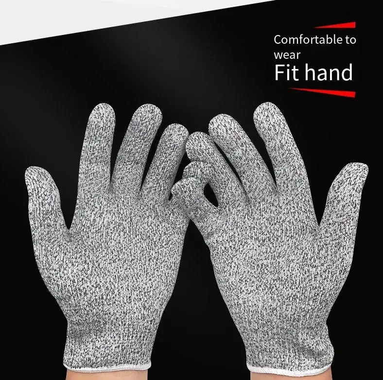 Level 5 HPPE Anti-Cut Gloves Kitchen Gardening Anti-Cut Knitted Gloves Anti-Thorn Wear-Resistant Glass Building Cutting Gloves 5