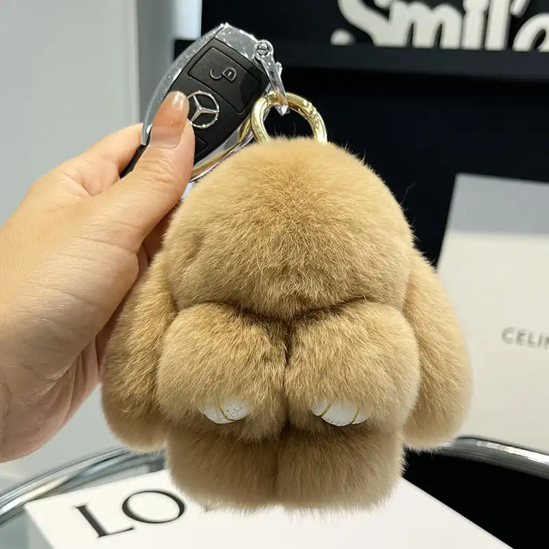 Handmade Soft Bunny PomPom Charms Plush Bunny Keychain Pendant Cute Otter Rabbit Plush Pendant Mini Bag Ornament Hanging Decor 3