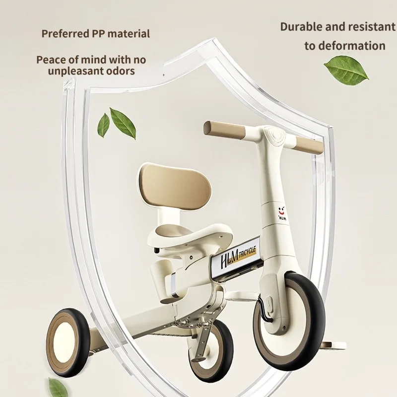 New 4 in 1 Baby Trike Kids Balance Bike Lightweight Bicycle Multifunctional Three Wheeled Adjustable Hand Push Tricycle
