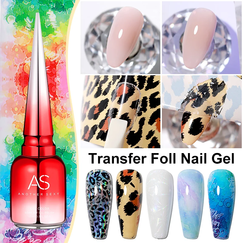 As 15Ml Transfer Foil Gel Nail Polish Soak Off Led Uv Gel Vernice Fast Dry Star Glue Stamp Gel