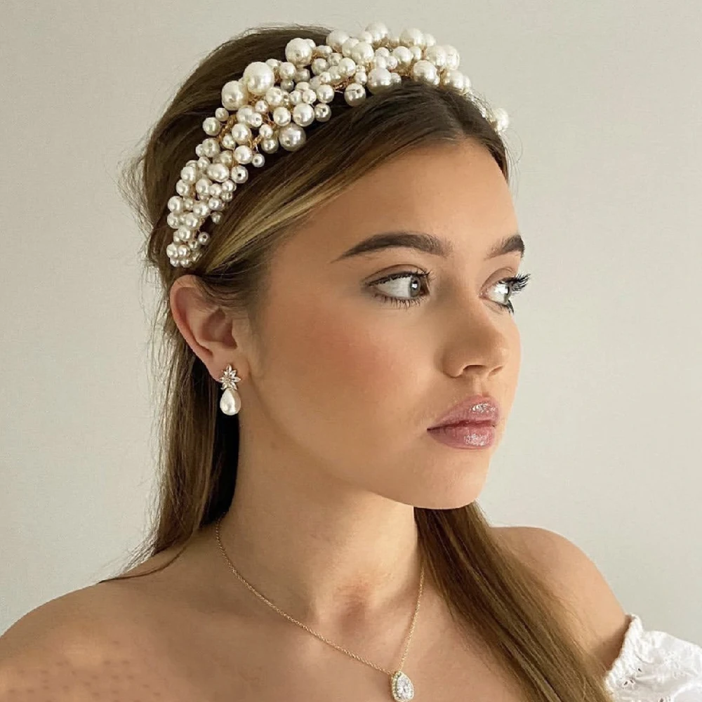 

Handmade Beading Irregular Pearl Hair Hoop For Women Luxury Party Wedding Headbands Hair Accessoires Headdress Jewelry