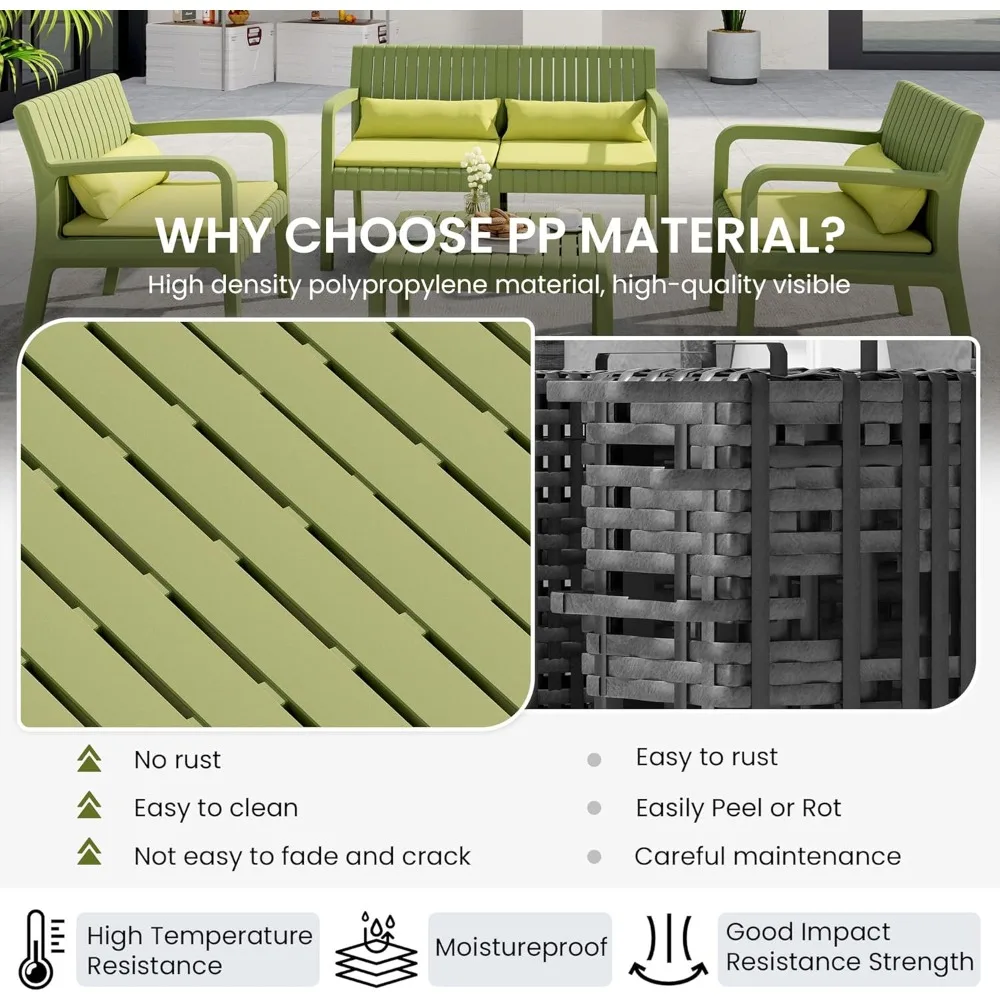 Resin Patio Furniture Set,No Rust Modular Outdoor Sectional Sofa Set, All Weather Patio Conversation Set, for Backyard 2