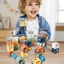 

26/41/64pcs Children DIY Magnetic Tiles Blocks 3D With Clear Color Educational Toys Magnetic With Ball Track Boys&Girls Gift Set