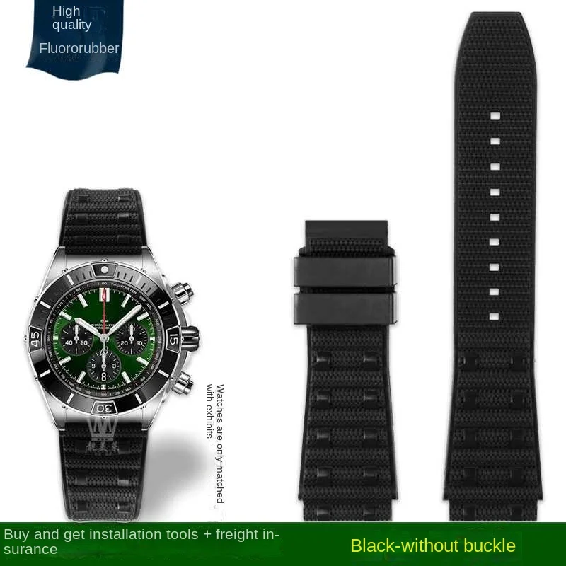 thumbnail image 1 of Correa de reloj de caucho fluorado de alta calidad de 22 mm y 24 mm para Breitling, correa para cronometraje mecánico Avengers Super Ocean, 1 of 5