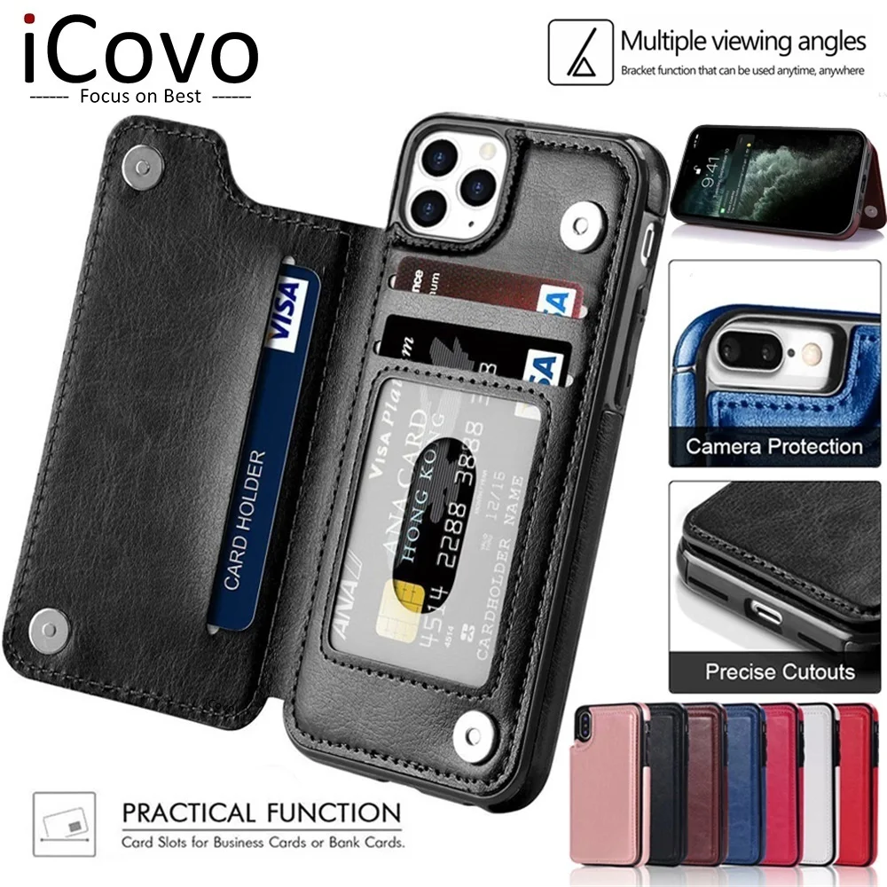 Étui portefeuille en cuir pour Samsung S21 S20 FE Ultra S10 Plus Flip Cover A72 A52 A42 A32 A12 A53 A21s Slots pour cartes Note 8_voghion.com