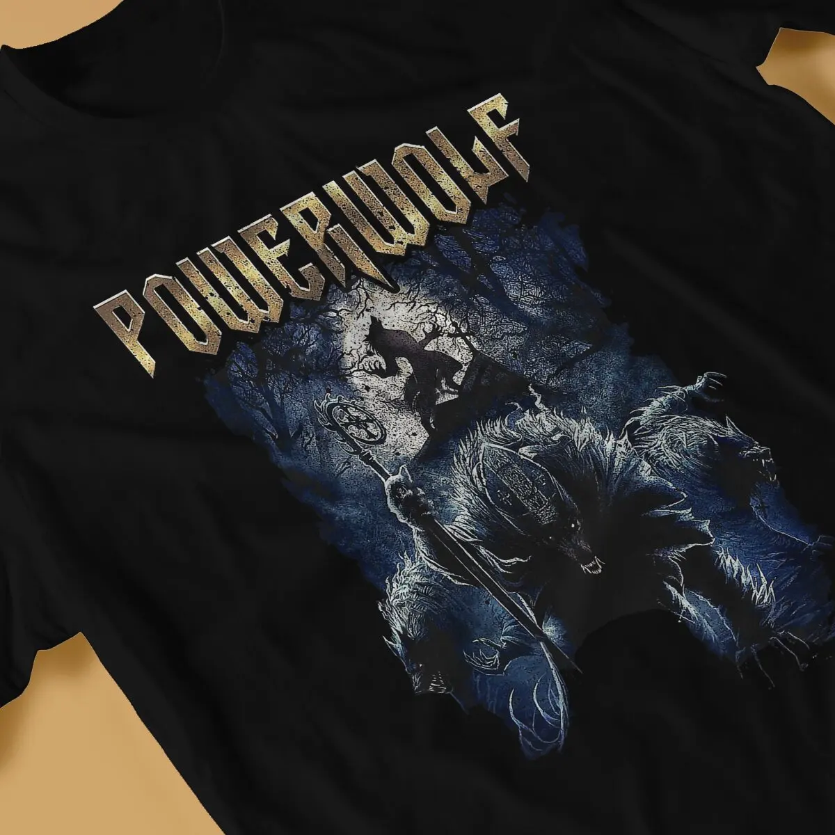 Фото Футболка Powerwolf мужская с коротким рукавом, забавная тенниска из чистого хлопка, майка с круглым вырезом, уникальная одежда №4