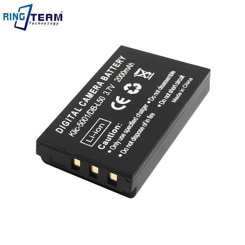 1PCS/Lots 2000mAh KLIC-5001 DB-L50 Battery Pack for Sanyo VPC-TH2 VPC-HD2000 VPC-HD2000EBK WH1 VPC-TH2 TH1 2
