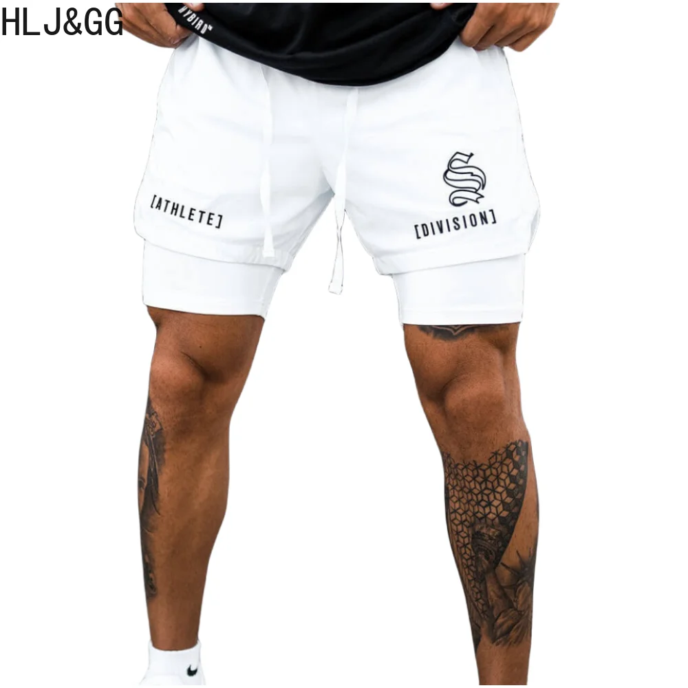 HLJ&GG Summer Mens Mesh Breathable Shorts High Quality Double-deck Jogging Quick Dry Shorts  Casual Fitness Workout Male Shorts