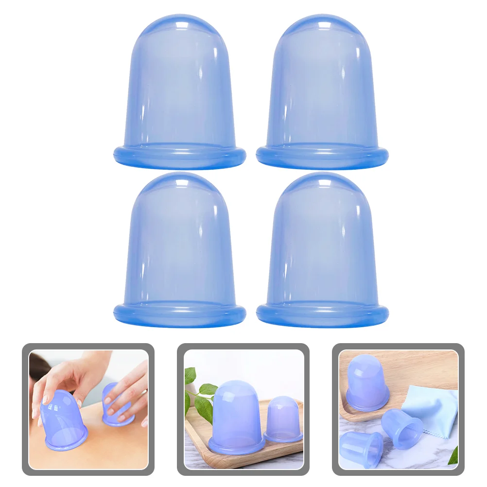 

4 Pcs Silicone Cupping Massage Vacuum Device 4pcs (Blue) Cellulite Reduction Massager for Moisture Absorption Body Silica Gel