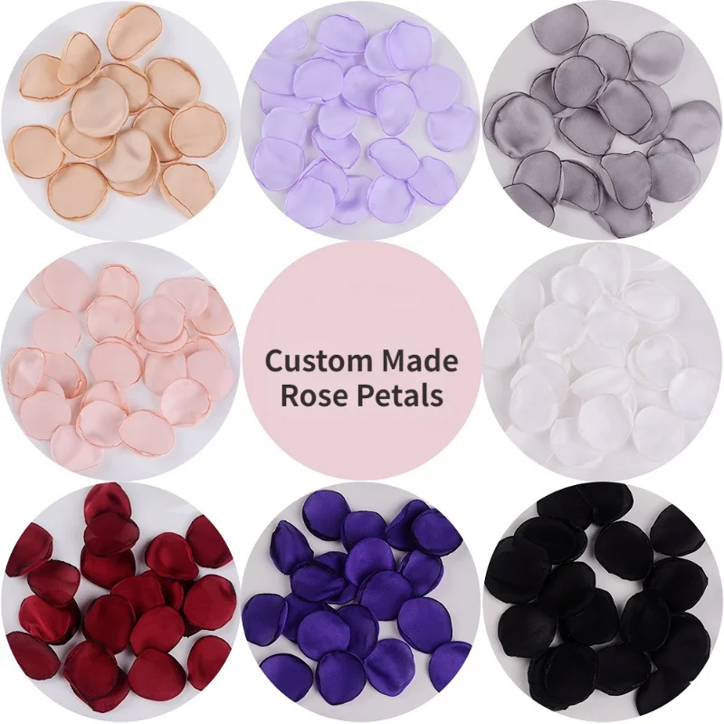 100Pcs/Bag Silk Satin Rose Petals Handmade Burned Edge Mixed Color Basket Flowers Wedding Accessories