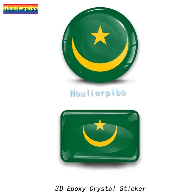 

3D Epoxy Resin Car Dome Sticker Mauritania Flag National Emblem PVC Car Motorcycle Decoration Trolley Case Laptop Vinyl Sticker