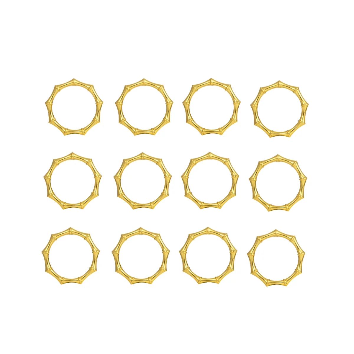 

12 Napkin Rings Bamboo Knuckles Style Gold Napkin Holder Ring for Table Decoration, Wedding, Party, Birthday