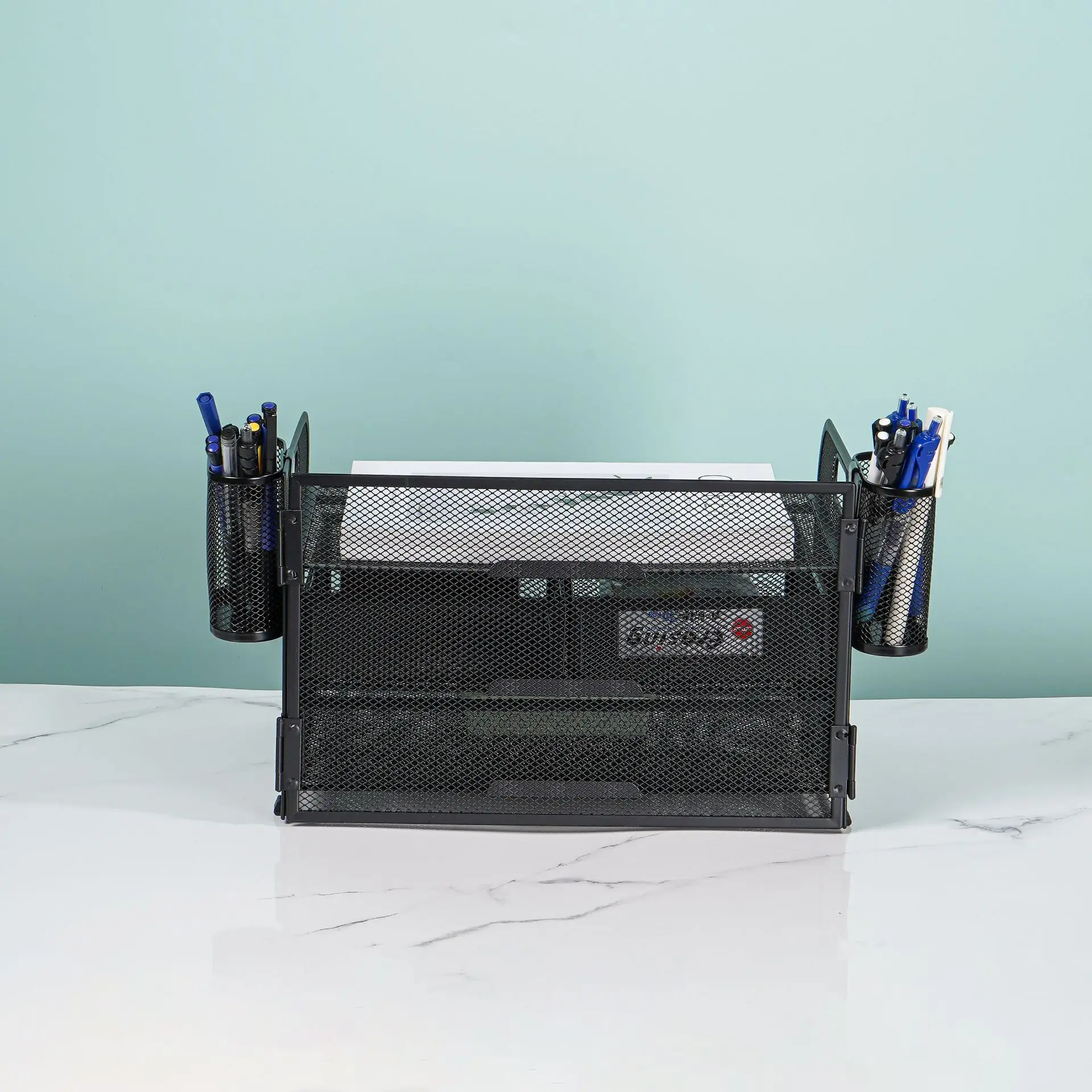 Mesh Desktop Files Sorter Organizer Storage Documents Holder Letter Metal Magazine Desk Organizer storage box file folder with 3 Drawers for Office Home