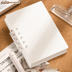 Compact Hardcover Loose - Leaf Notebook, A7 Size, 80 Horizontal Lined Sheets (WHITE)