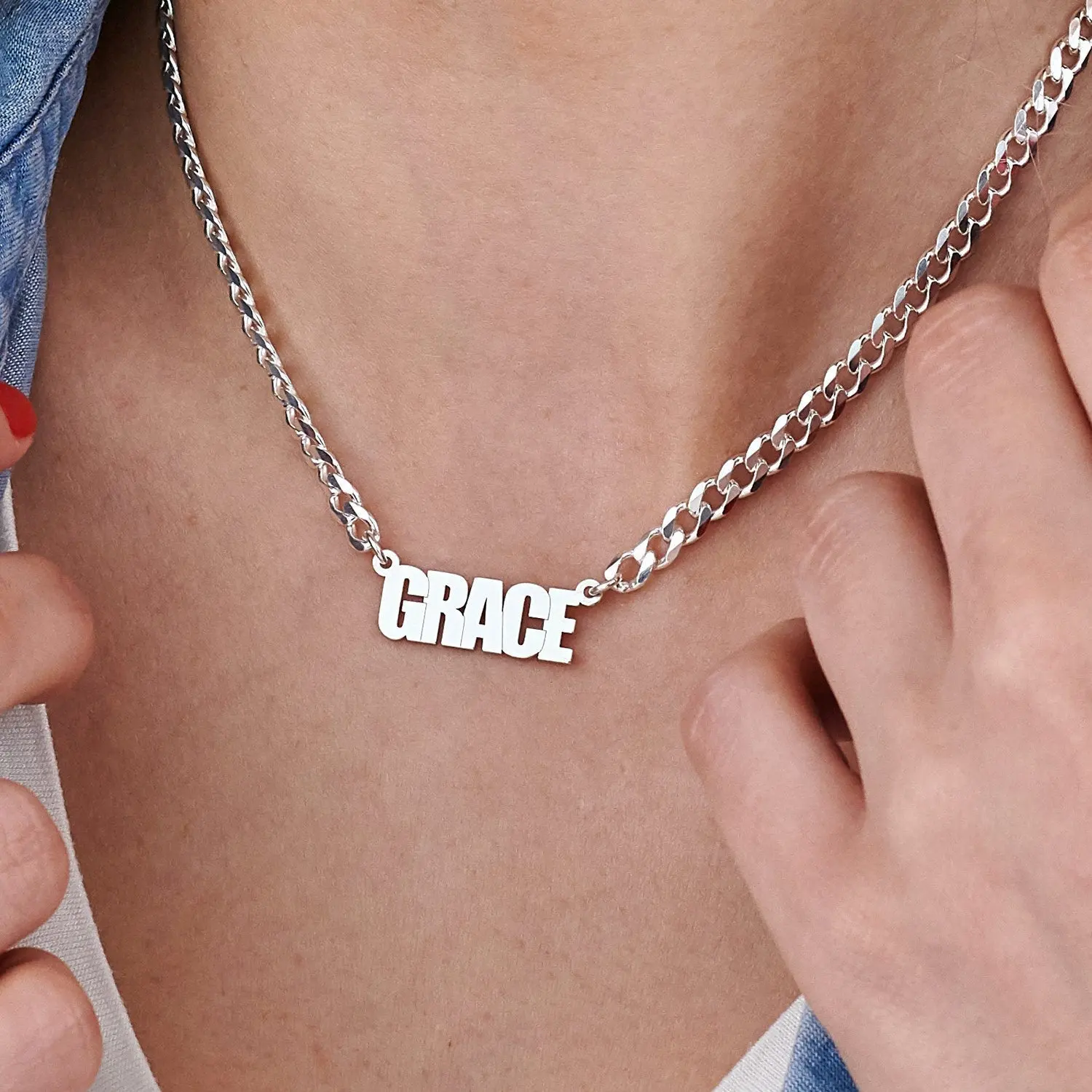 

Cuban Chain Customized Name Necklaces Pendants Handmade Jewelry Stainless Steel Women Men Nameplate Charm Necklace
