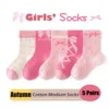 Spring Girls Socks Baby Sweet Rosy Bowknot Pattern Socks Cotton Socks Children Calf Socks Kids Socks 5 Pairs 3
