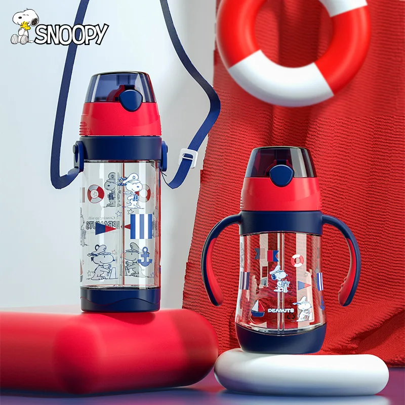 450Ml-550Ml Snoopyed Spike Kawaii Cute Children'S Strap Straw Cup Kindergarten Summer Portable Water Cup Scuola Primaria