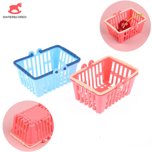 1/6 Dollhouse Miniature Shopping Basket Toys Mini Supermarket Shopping Hand Basket Model DollHouse Accessories 1