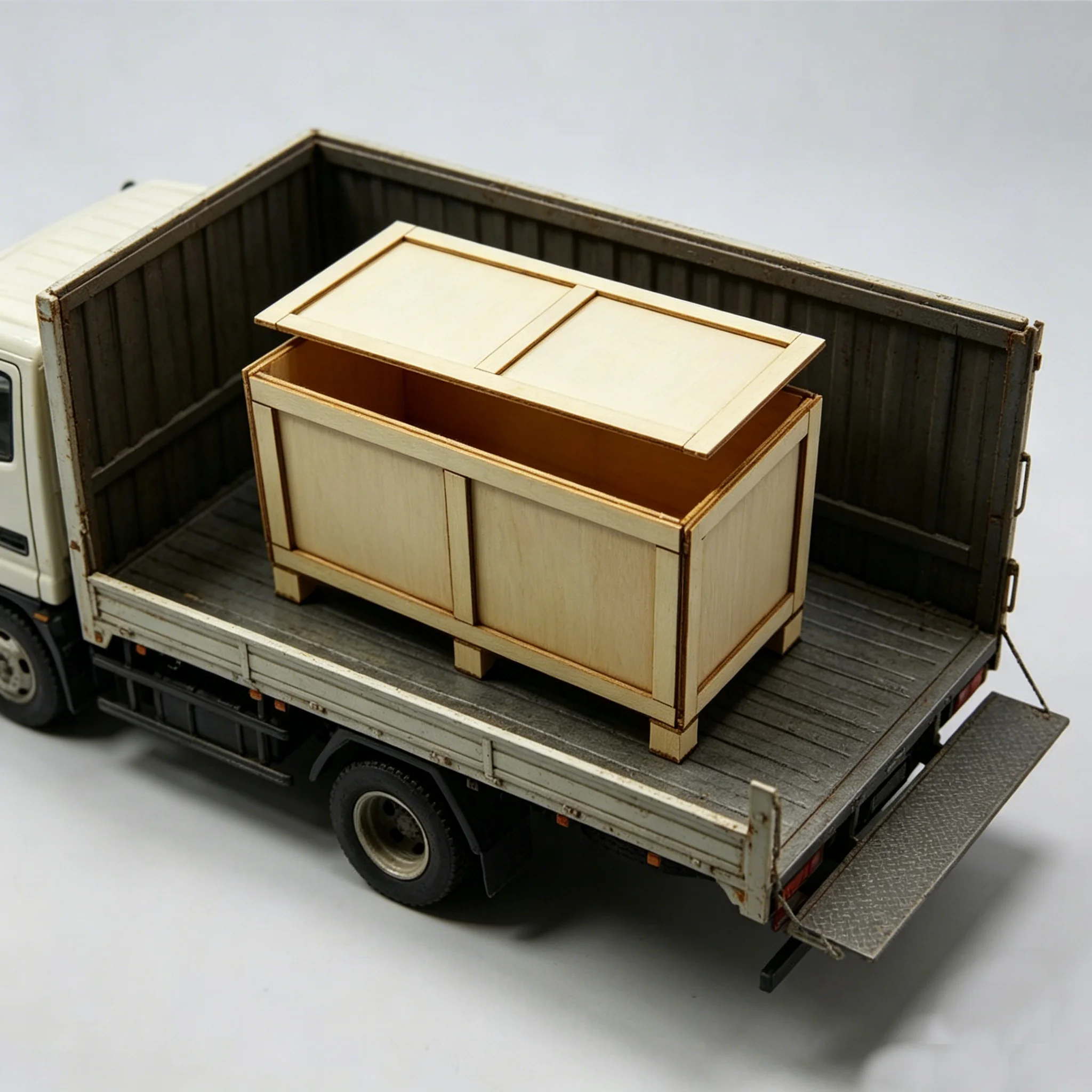 RC 1/14 Miniatur-Transport-Holzkiste-Modell für Tamiya Muldenkipper für SCANIA MAN VOLVO Tripper Truck DIY-Teile