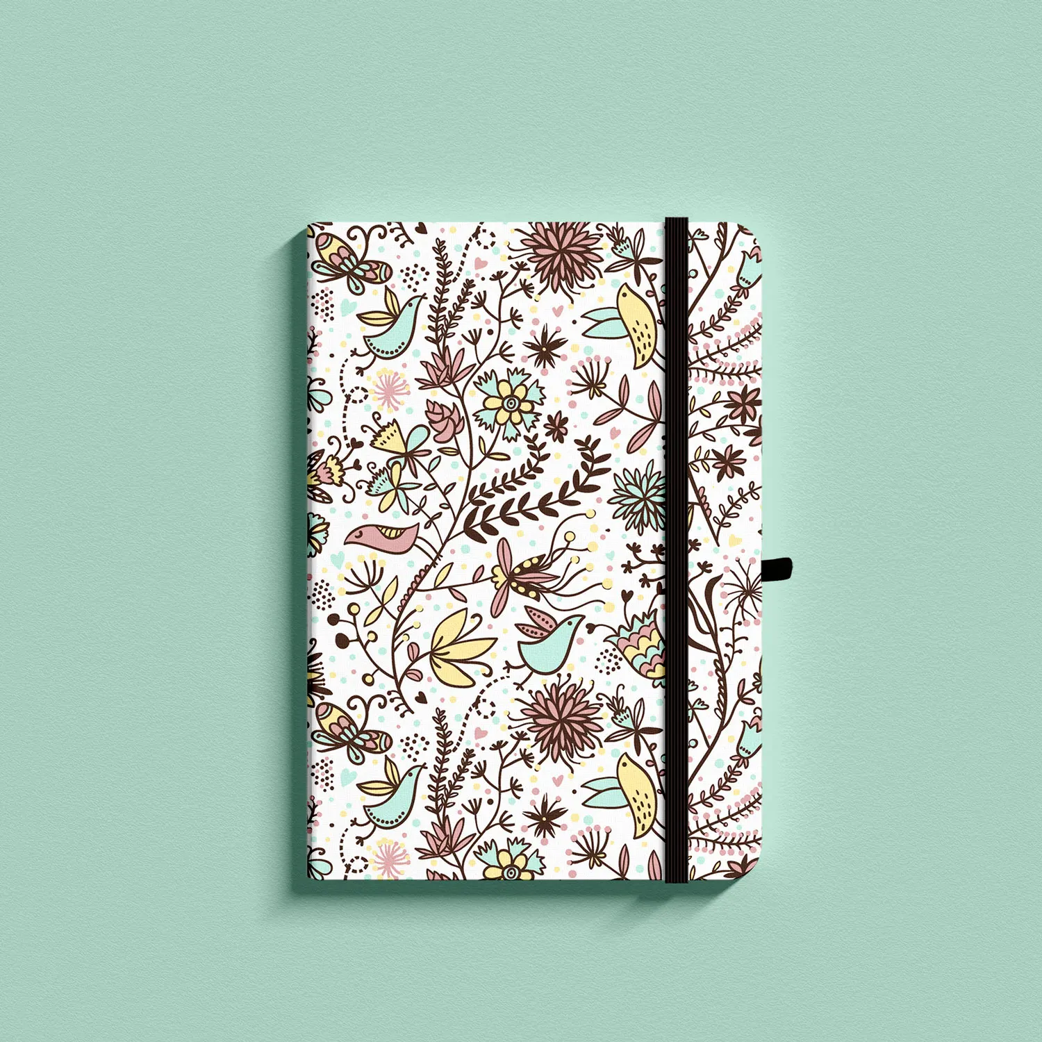 꽃 총알 점선 저널 탄성 밴드 160gsm 두꺼운 종이 Bujo A5 하드 커버 노트북