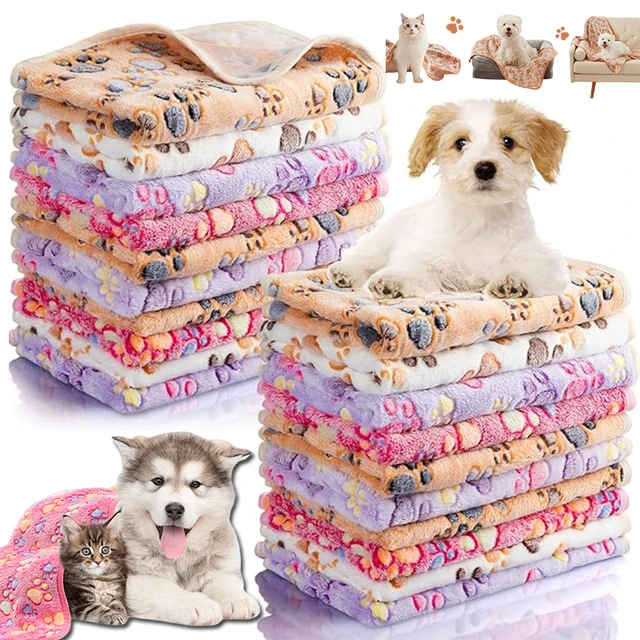 Dog Blankets Cat Soft Fluffy Fleece Pet Blanket Warm Cute Print Design Puppy Kitten Doggy Paw Small 2