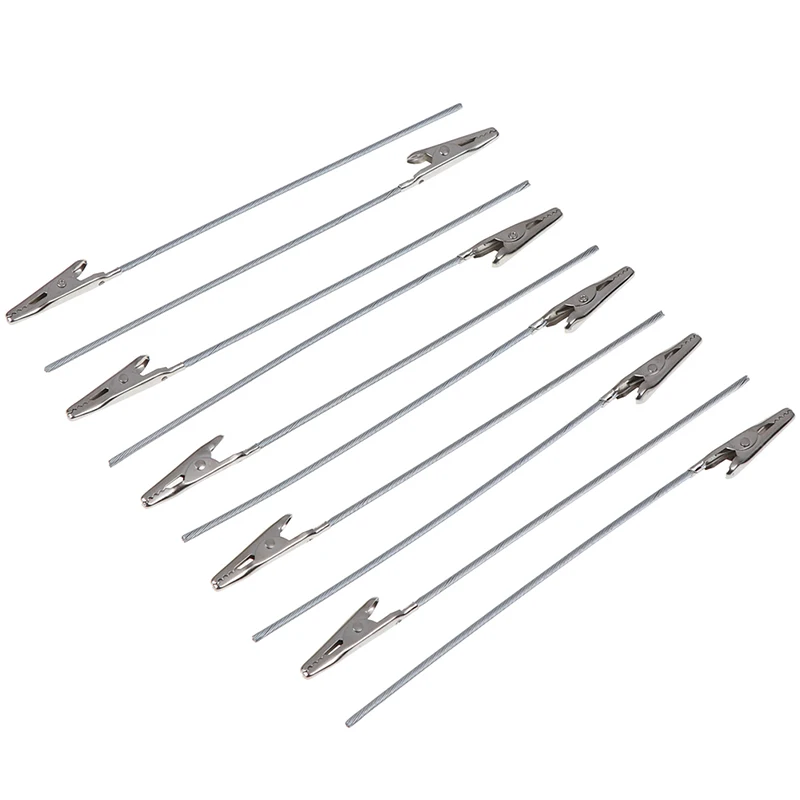 10pcs 15cm Length Non-insulated Electric Test Crocodile Clamp Metal Alligator Clips Silver Tone For Electric Testing Work