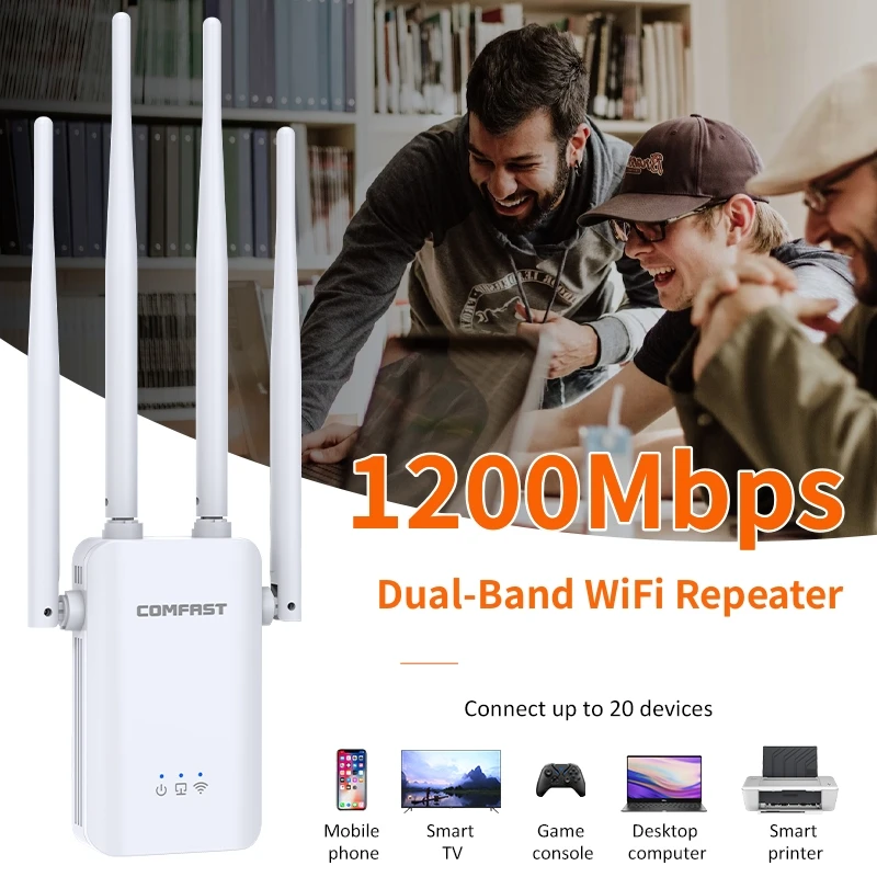 COMFAST Wireless Wifi Repeater 300 1200Mbps 2.4G/5hz Network Wi-fi Extender Signal Amplifier Booster Wi Fi Home Repetidor Router