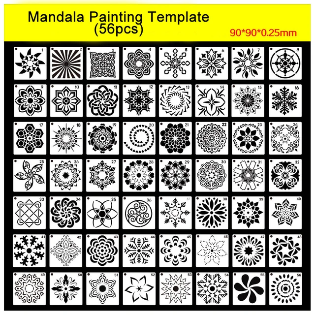 32 Pieces Geometric Stencils 6 x 6 Inch Painting Templates Mandala Stencil  for Scrapbooking Cookie Tile Furniture Wall Floor Decor Craft Drawing