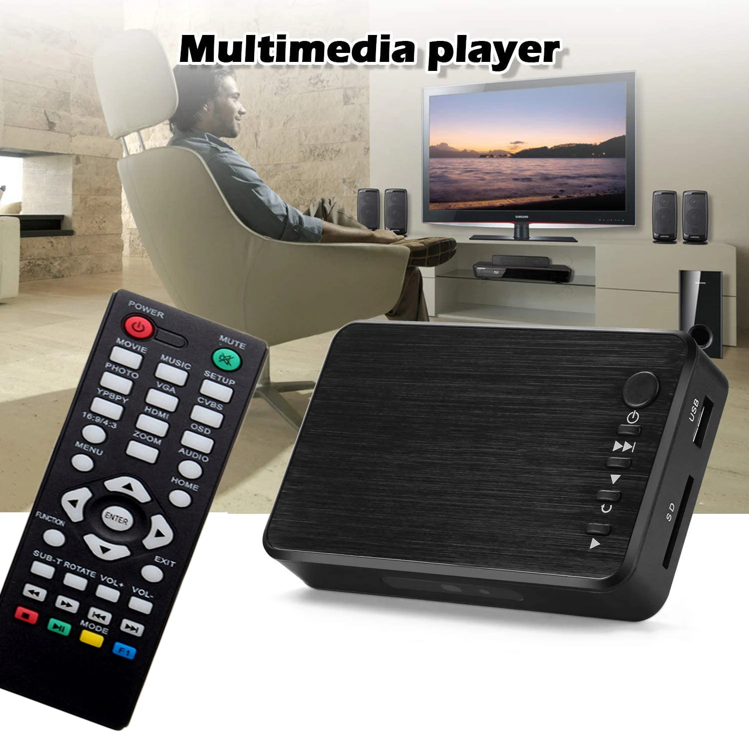 HD Ƽ̵ ÷̾ 4K  ÷̾ 1080P H.264 AV/HD-MI/VGA //ÿ USB HDD ÷̾ 